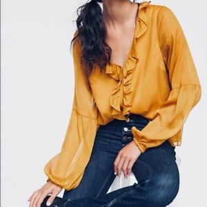 Sunday in Brooklyn Golden Ruffle plus Blouse